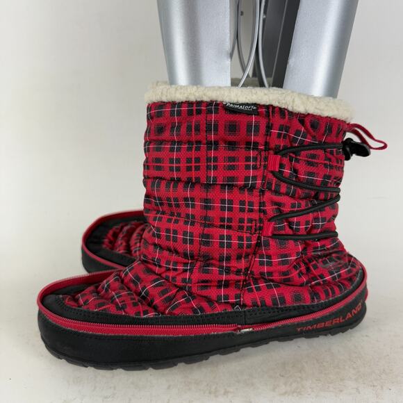 Timberland Earthkeeper Snow Boots Women's 8 Red Plaid Mid-Calf Insulated 3548R - Picture 5 of 13